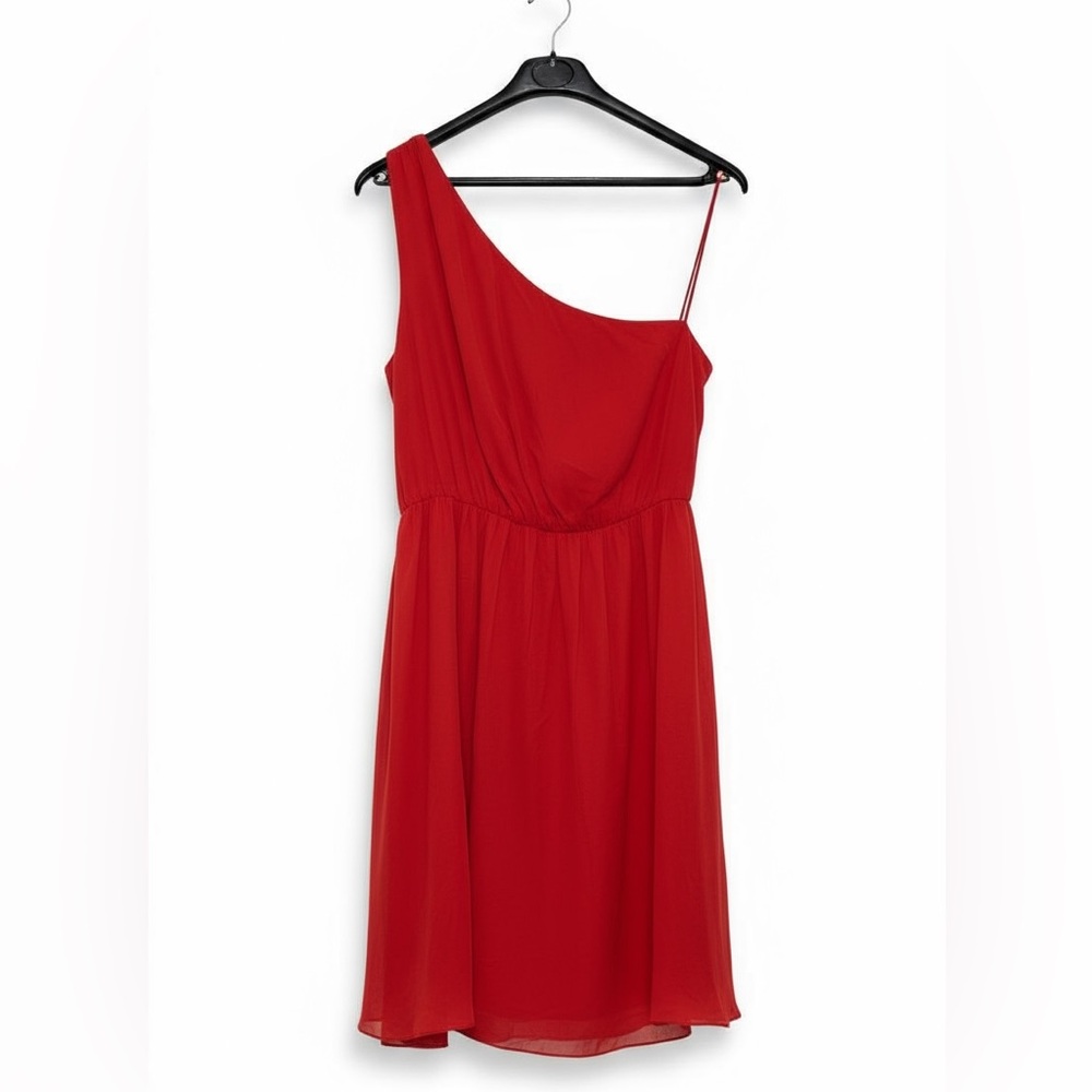 Alice + Olivia Silk One-Shoulder Red Dress